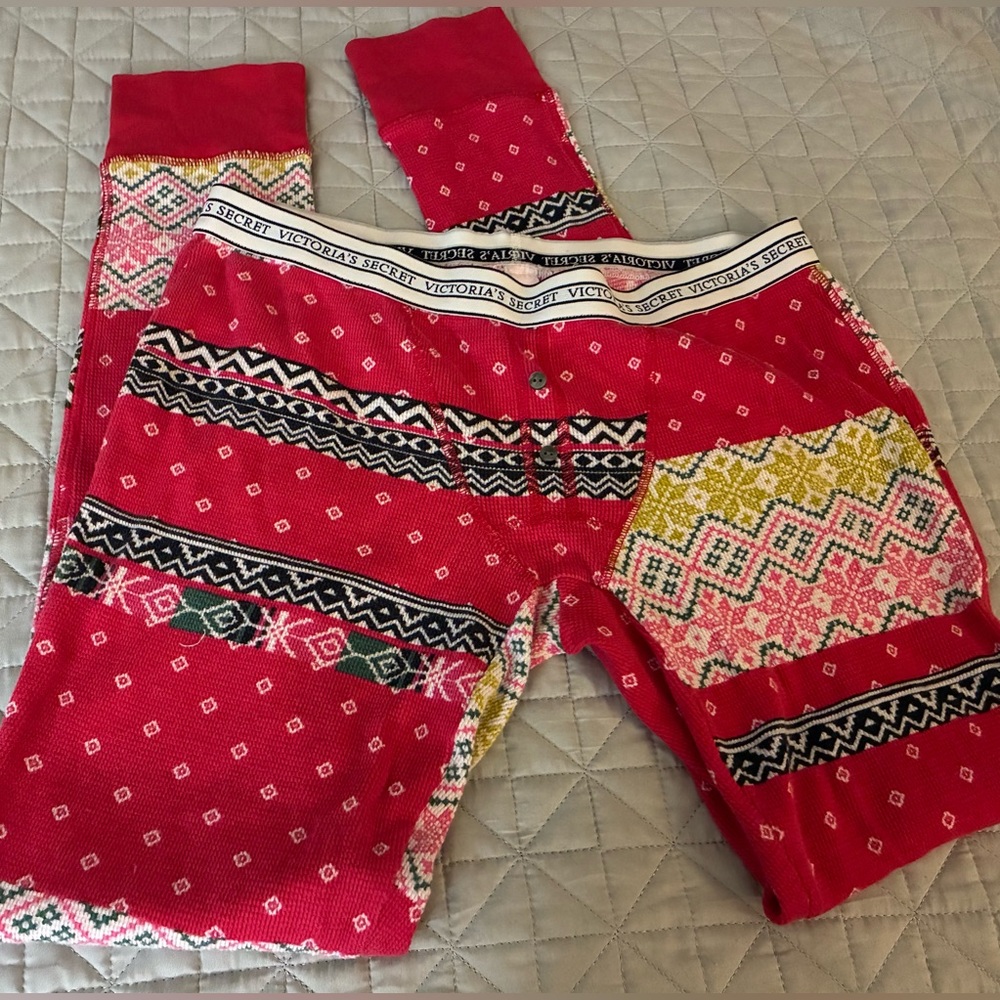 NEW Holiday Long Johns Victoria’s Secret Sleep Pants Christmas Size Small NEW!